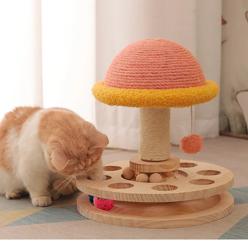 Solid Wood Turntable Cat Sisal Grinding Toy - Rdecommerce