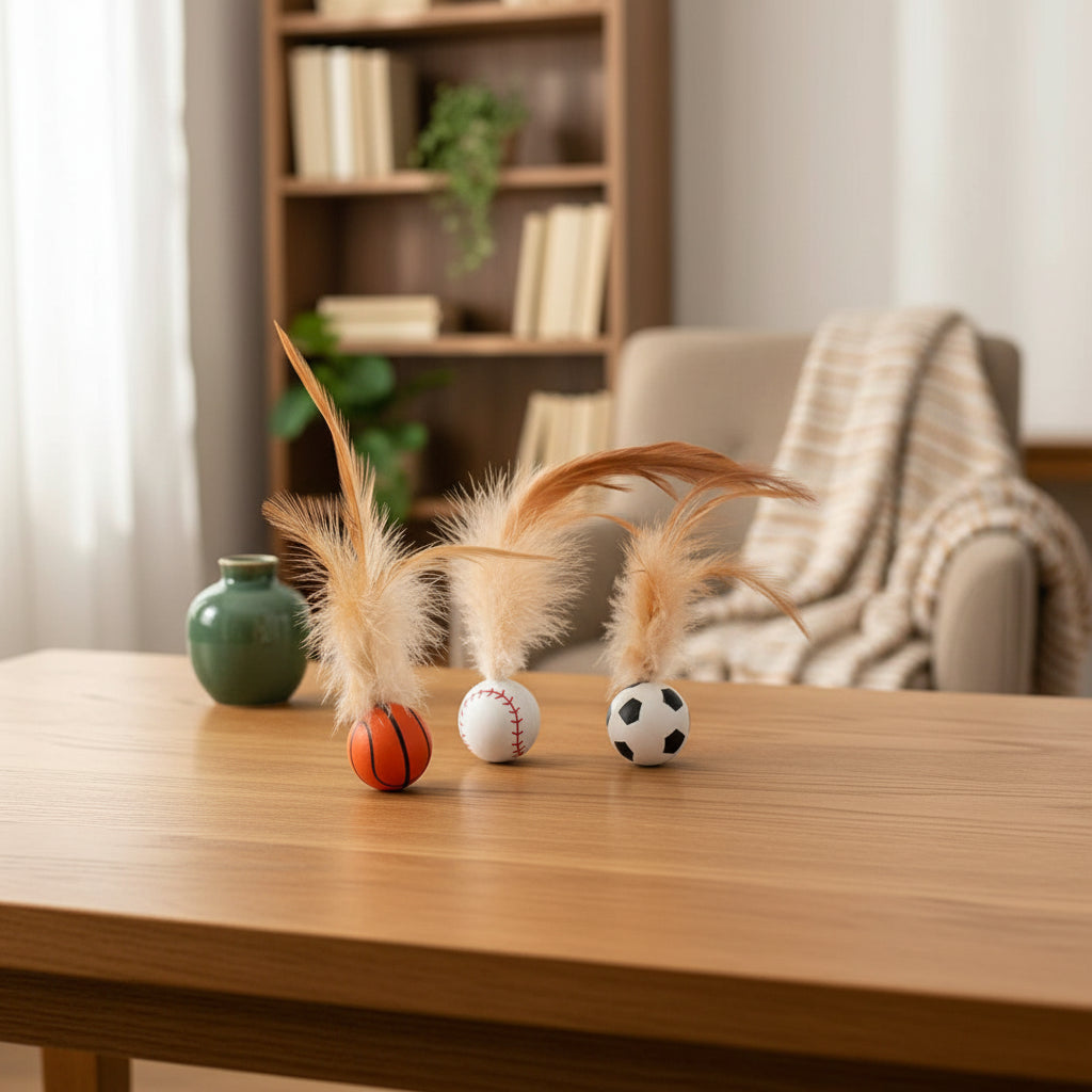 Feather Bouncy Ball Cat Toy - [Zoro Pets]