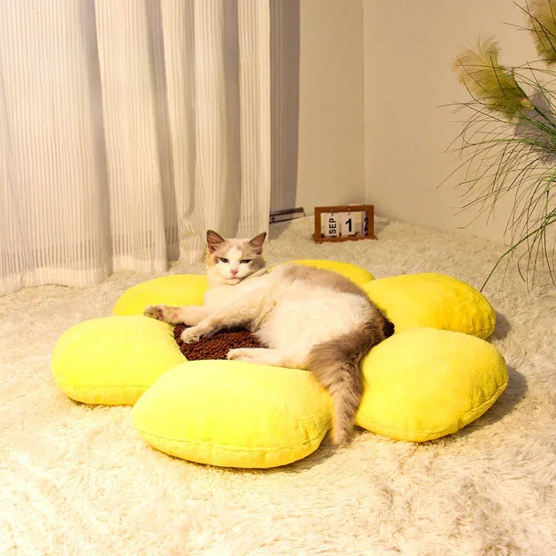 Round Flower Pet Warm Plush Nest - 