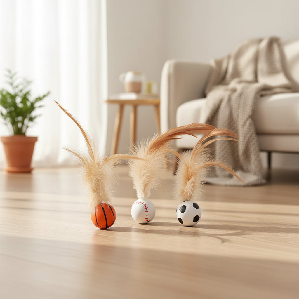Feather Bouncy Ball Cat Toy - [Zoro Pets]