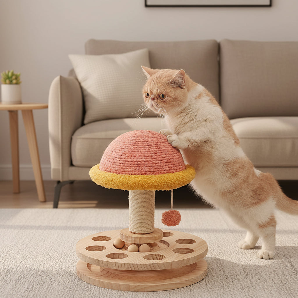 Wooden Sisal Cat Turntable Toy - [Zoro Pets]