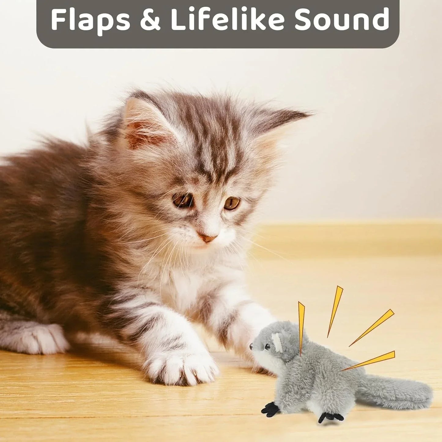 Rechargeable Flapping Squirrel Cat Toy