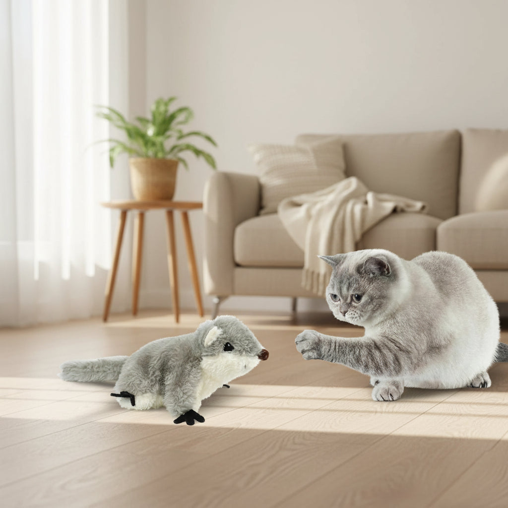 Rechargeable Flapping Squirrel Cat Toy - [Zoro Pets]