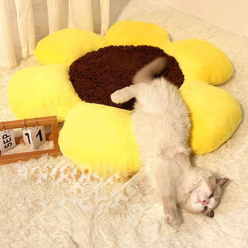 Round Flower Pet Warm Plush Nest - 
